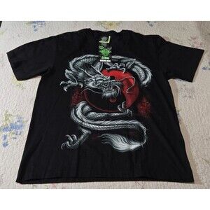 VTG NOS Rock Eagle Glow In The Dark Ying Yang Dragon Single Stitch AOP T-Shirt